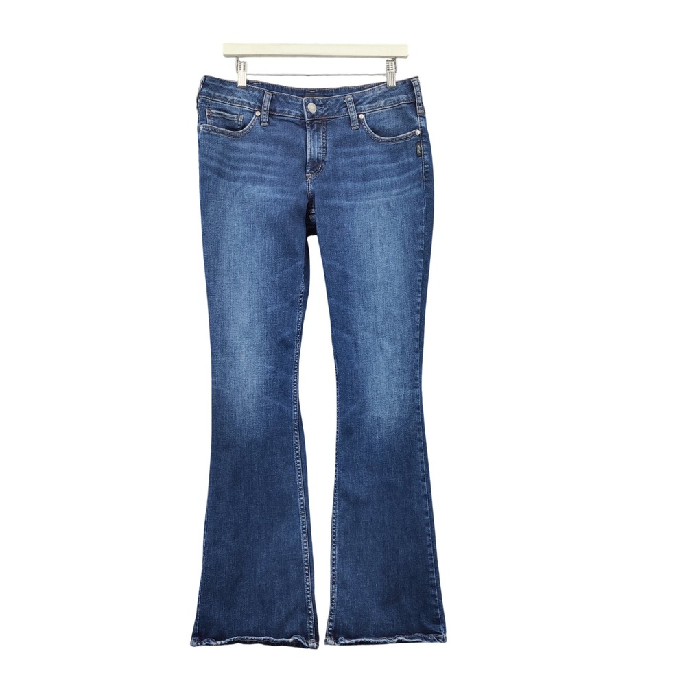Silver Womens Western Cowgirl Boho Retro Suki Slim Boot Jeans 33 Blue Dark Wash